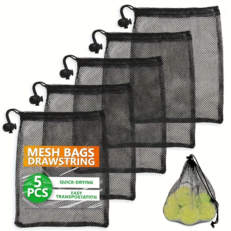 5pcs Large Drawstring Bags,Leak-Proof Polyester with Drawstring Closure, Ideal for Groceries, Storage, Sports Equipment, Toys
