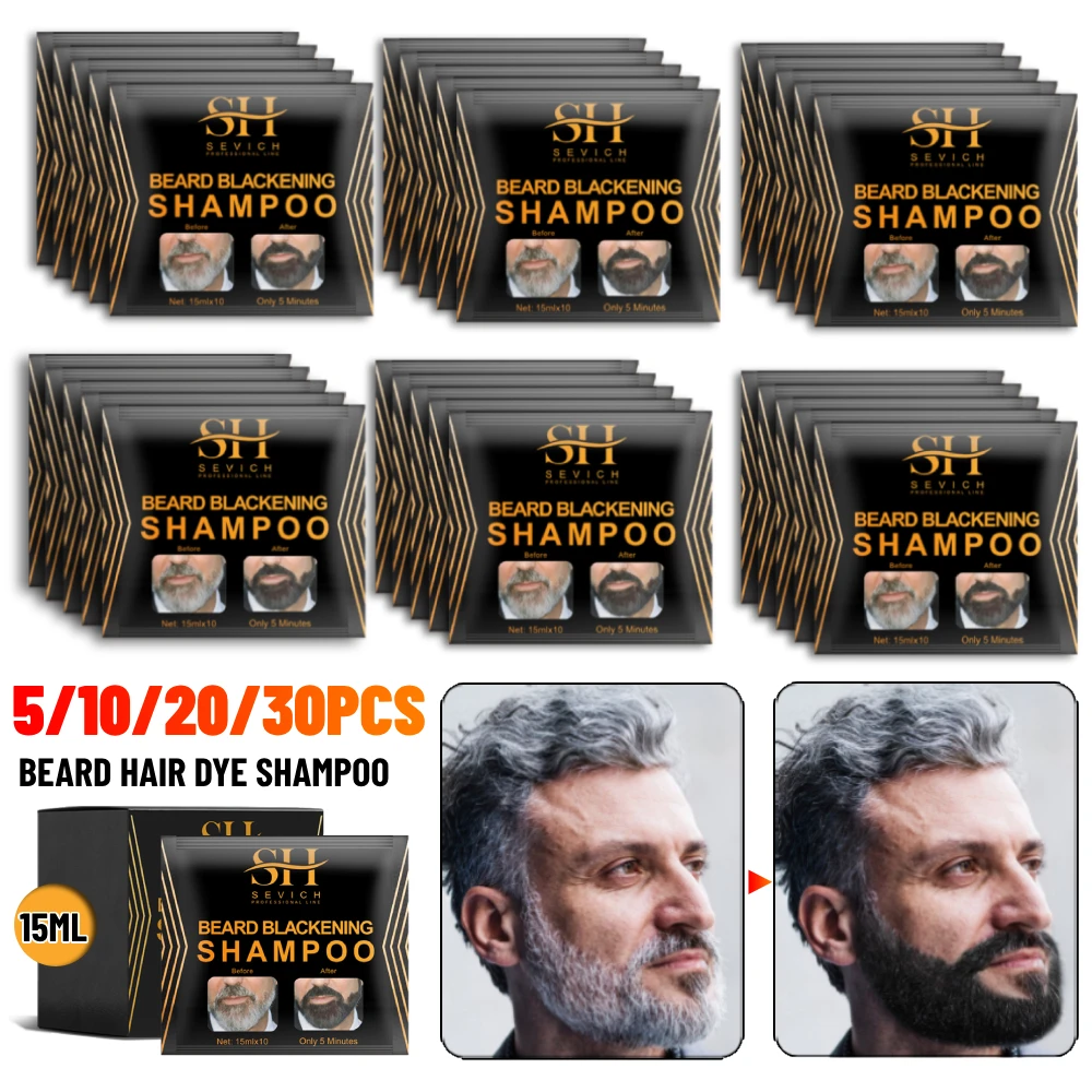 

1/5/10/20/30PCS Natural Beard Hair Dye Shampoo Instant Blackening Color Tint Cream Coloring Hair Moustache Shampoo For Men Dye