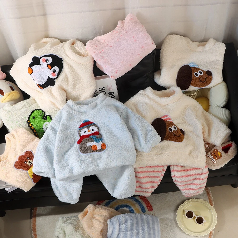 Kids Pajamas 1-8T Children's Pajamas Winter Warm Children's Clothing Kids' Underwear and Sleepwear Fleece Padded Pajama Girl