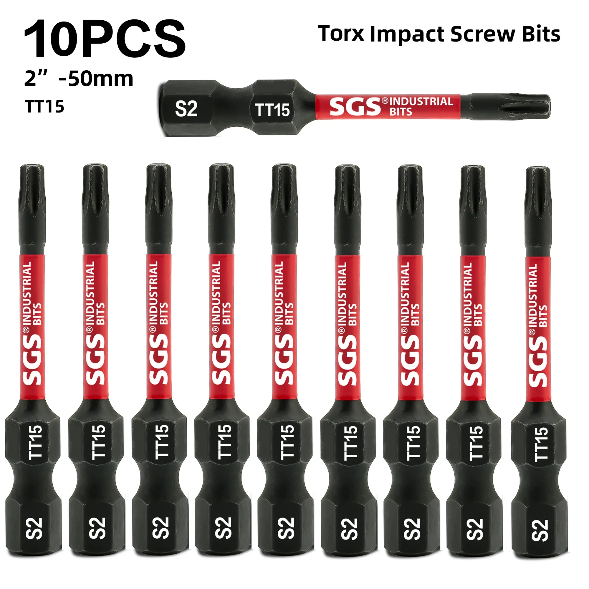Tt15 Tamper Proof Security Bit S2 Steel Strong Magnetic Torx T15 Electric Screwdriver Bit Impact Grade Wear-Resistant Tamper Proof Security Bit