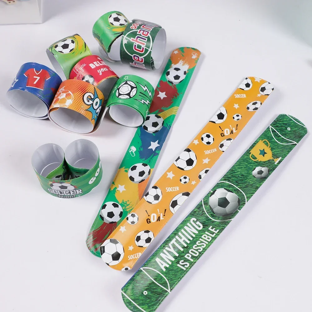 12pcs Soccer Slap Bracelets Wristband Toys for Kids Birthday Party Favors Pinata Filler Gift Football Theme Party Decoration