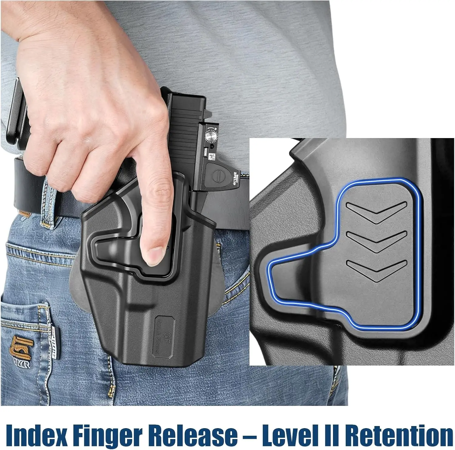Funda OWB Glock G19 G26 G45 – Retención nivel II mano derecha - imagen 4