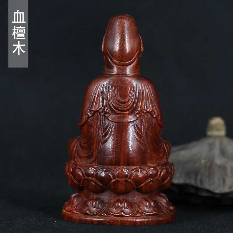 Zambia Pterocarpus Santalinus Holding Bottle Guanyin Red Sandalwood Carved Ornaments Like Pterocarpus Santalinus Crafts Gift Han