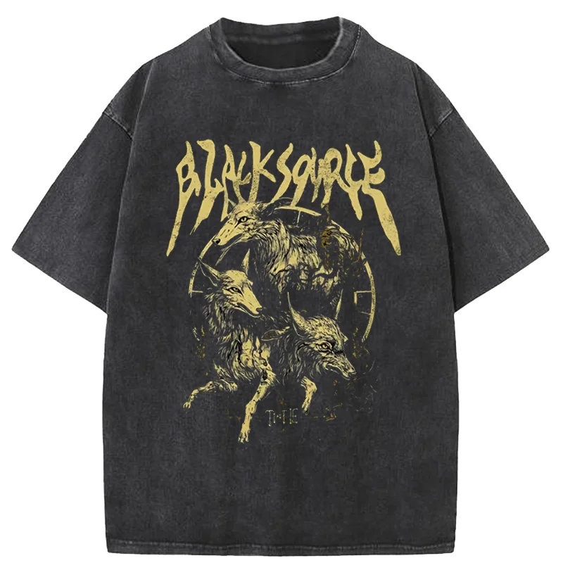 

Men T-shirts Hip Hop Streetwear Letter sheep Printed Punk Tops Summer Vintage Washed Oversized Short Sleeve Gothic T Shirts