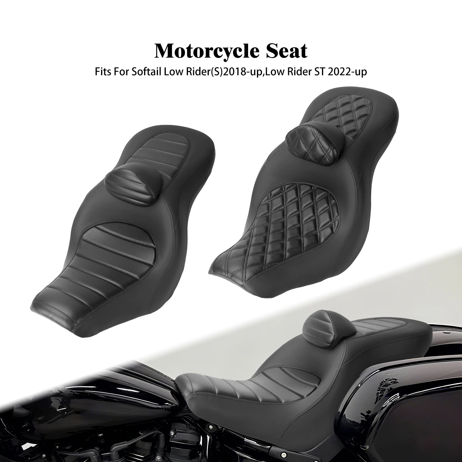 

Motorcycle Two-Up Seat With Backrest Cushions Driver Passenger Saddle Seat For Harley Softail Low Rider FXLR Sport Glide 2018-24