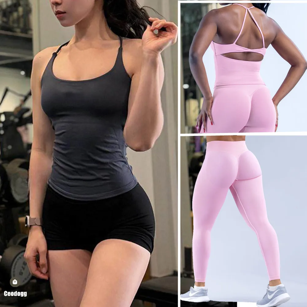 Drfnamic High Neck Backless Sports Bra Support Back Cross Fitness Underwear Push-up Gym Clothes Workout Sports Tank Top XP400