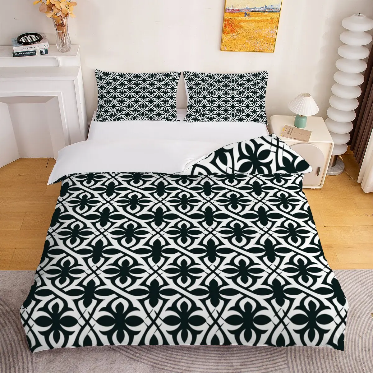 Geometric pattern  duvet cover   cotton fabric pattern  Printed duvet cover 3-piece set with 2 pillowcases