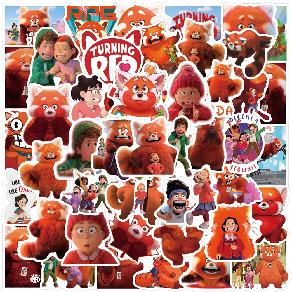 10/30/50pcs Cartoon Turning Red Disney Sticker Decal Kids Toy Skateboard Motorcycle Laptop Luggage Phone Car Waterproof Sticker