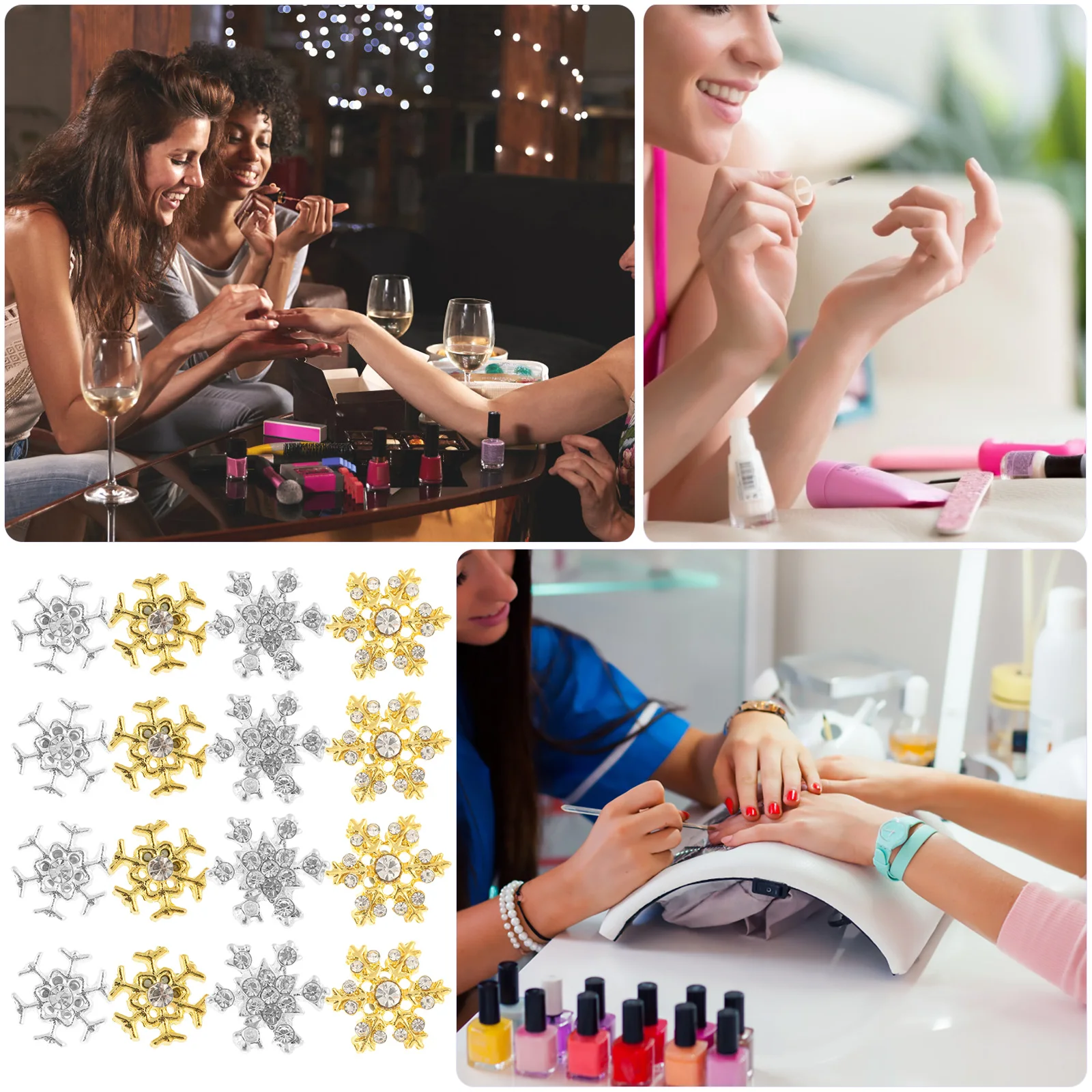 

40Pcs Stylish Snowflake Nail Decor Adorable Delicate Alloy Design for DIY Holiday Party Nail Art Wear-Resistant Decorative