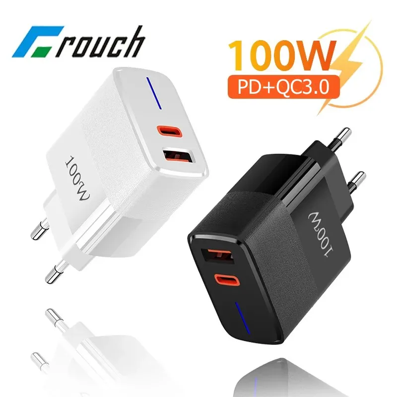 100W USB C Charger Fast Charging PD QC 3.0 Wall Charger Type C Cell Phone Adapter For iPhone 14 13 Pro Max Samsung Xiaomi Huawei