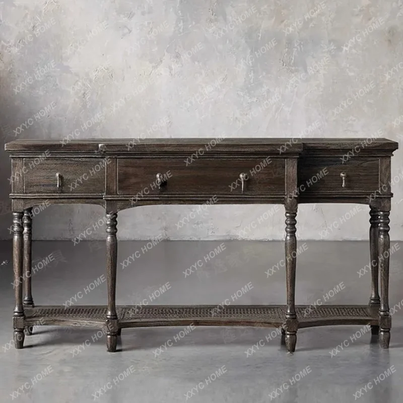 XX retro solid wood entrance table simple home foyer cabinet
