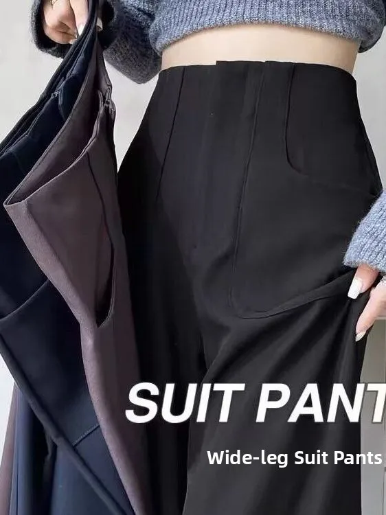 

Женские повседневные брюки Bla с высокой талией, драпировкой и широкими штанинами, прямого кроя, весна-осень, маленькие размеры, модная новинка