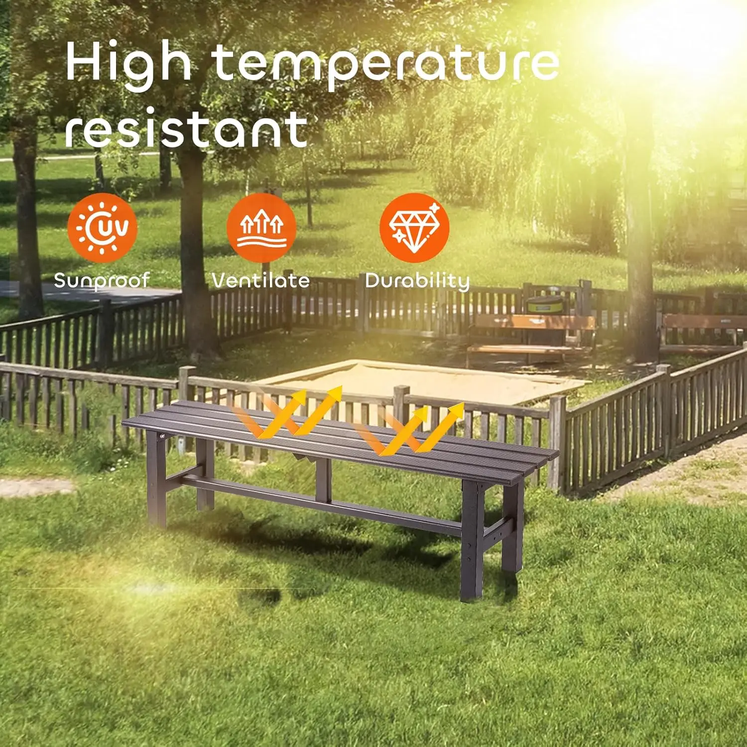 59 นิ้วอลูมิเนียมกลางแจ้ง Weatherproof Bench Backless, 330 ปอนด์ความจุแบริ่ง Garden Porch Bench