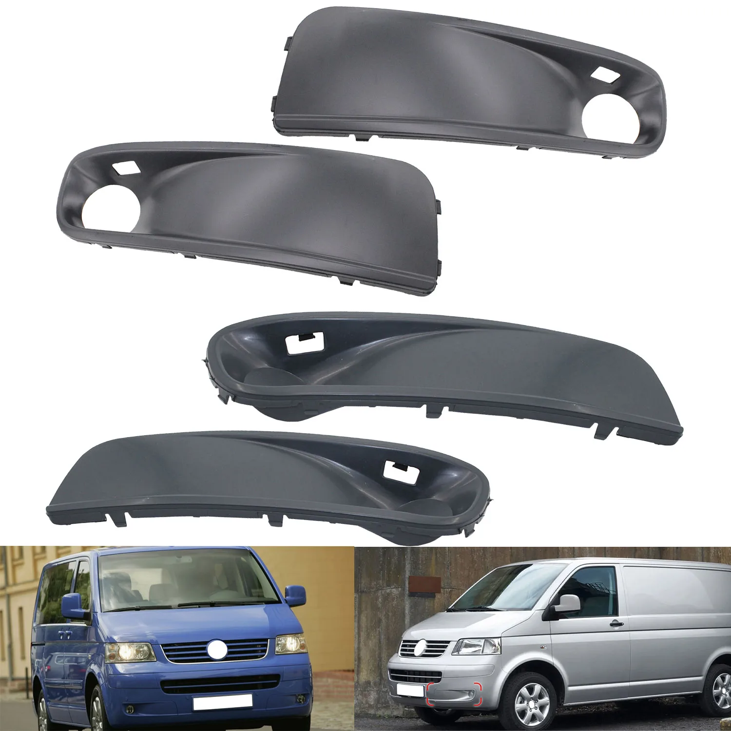Frontstoßstange, Nebelscheinwerfer, unterer Kühlergrill-Abdeckrahmen für VW Multivan T5 2003, 2004, 2005, 2006, 2007, 2008, 2009, 2010, 7H5807489, 7H5807490