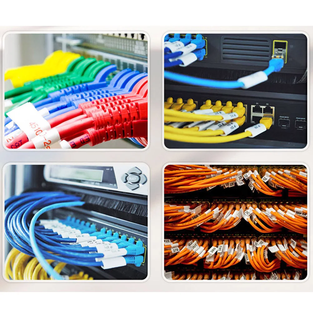 

15 Sheets A4 Network Cable Labels Stickers P Shape Multi-Color Blank Identification Markers For Wiring Waterproof Self-Adhesive