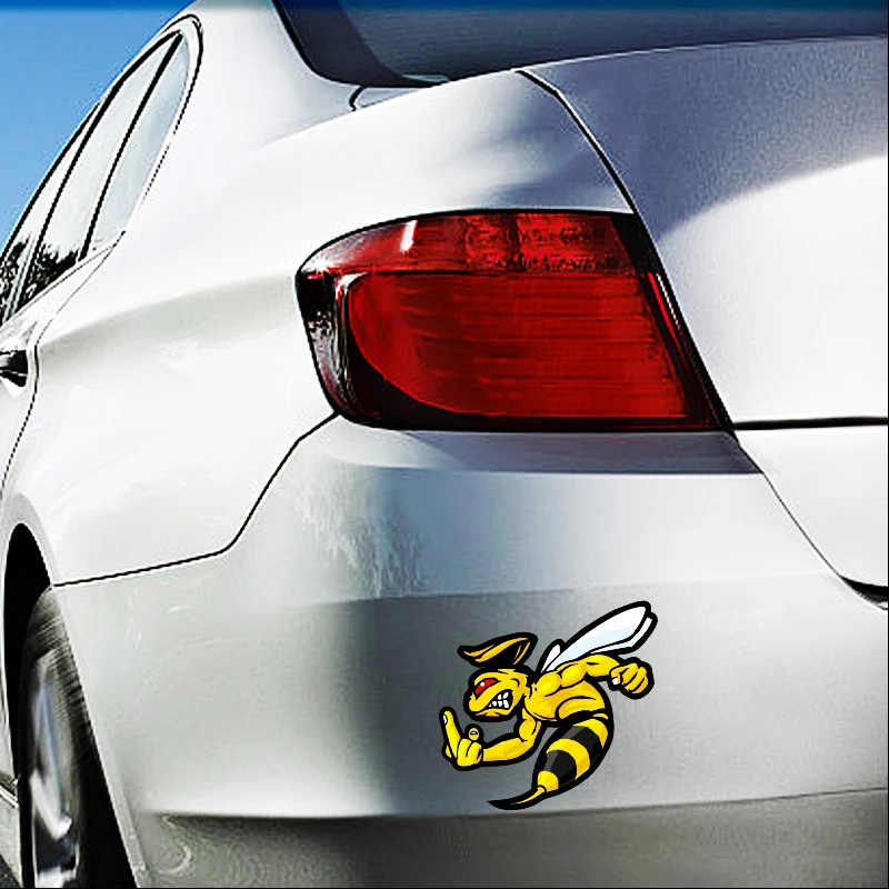 Funny self pasting flower angry wasp bumblebee car sticker waterproof car decoration on the rear window of the bumper