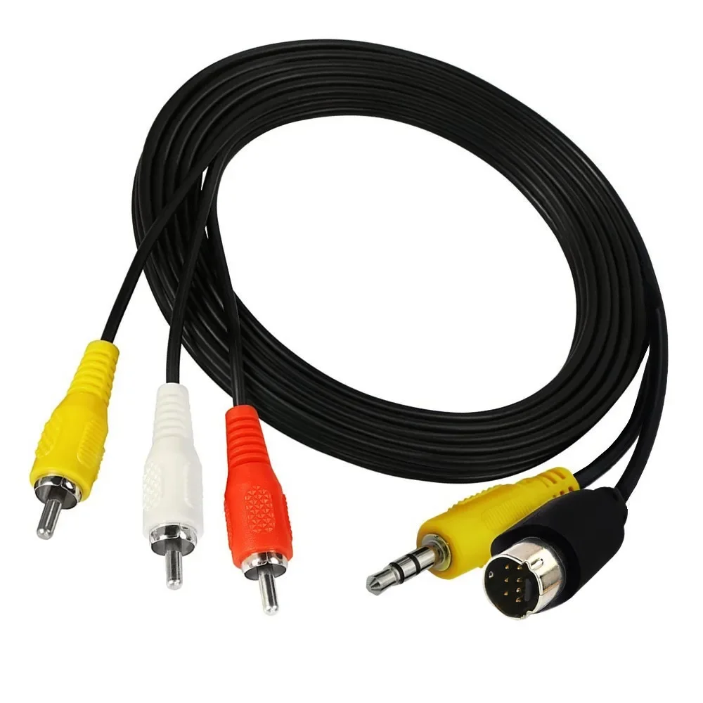 S-Video 7-Pin with 3.5mm Audio to 3-RCA Composite Cable PC to TV Video & 3.5mm Audio to Composite Video and RCA L/R Audio