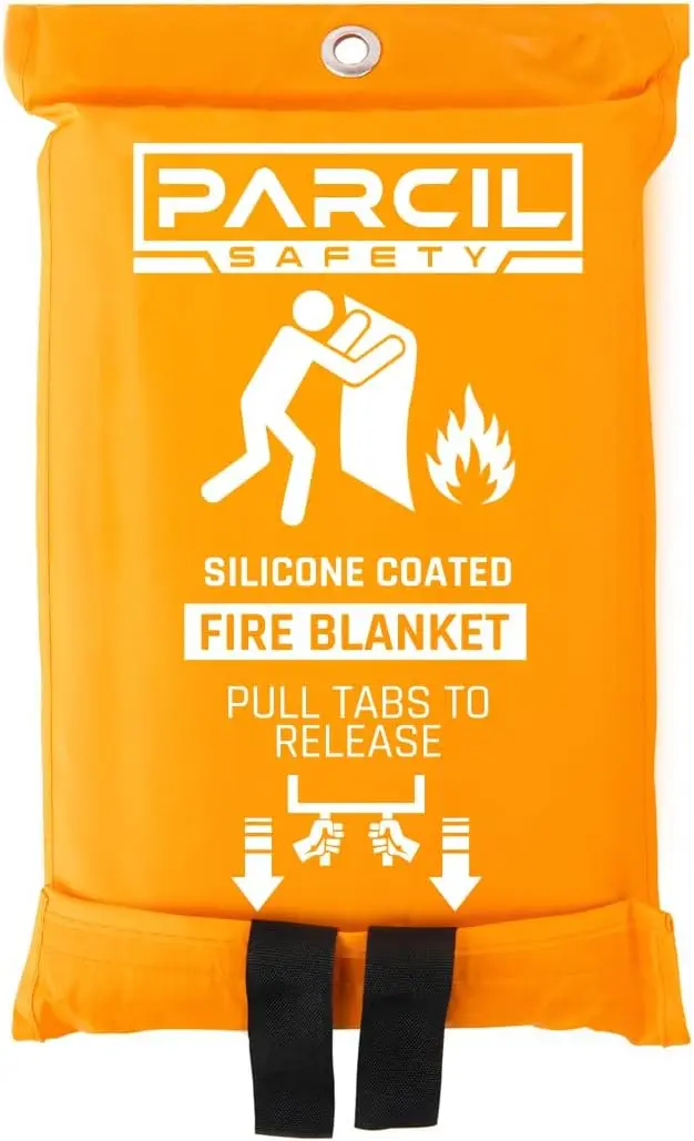 

Large Silicone Coated Fire Blanket (60x60 in) for Home Kitchen Emergency, Woven Fiberglass Chemical Free