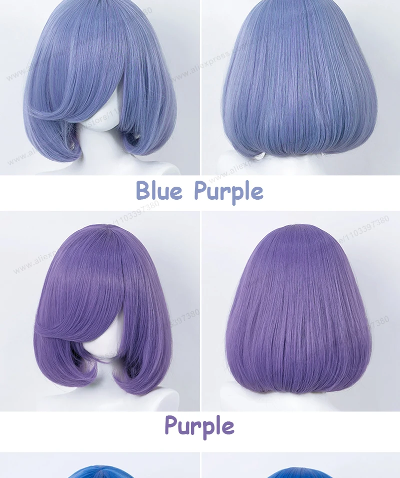 35cm Short Bob Cosplay Wig Golden Yellow Red Purple Black Blue Pink Women Bobo Hair Heat Resistant Hair Universal Anime Wigs