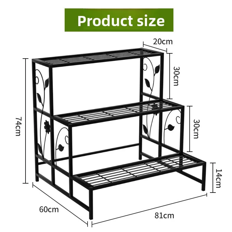 Wrought iron flower rack Balcony shelf Flower pot rack Living room Multi-layer plant storage image 4