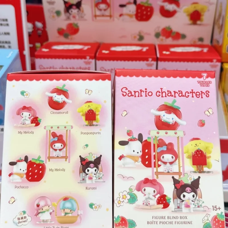 

100% Оригинальные фигурки Sanrio в слепой коробке, серия «Милый клубничный домик», аниме-фигурки, кавайные куклы, детские игрушки, сюрприз-подарки