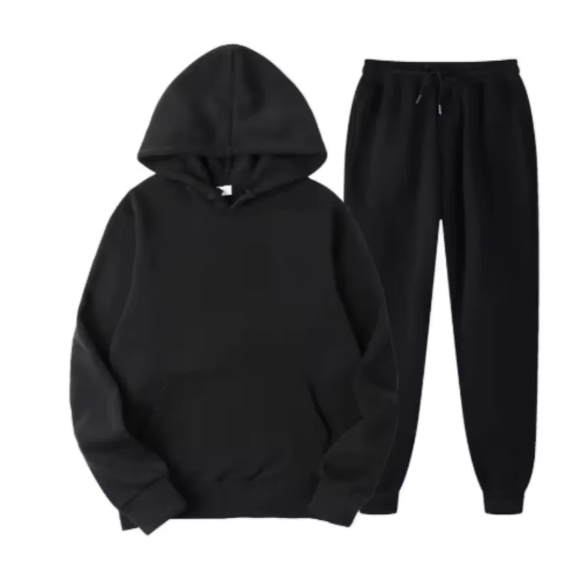 

Men's fashion Autumn Winter New Solid Color Hoodie+pants Two-piece Set Fashionable Casual Sports Set Size S-3XL male Tracksuit