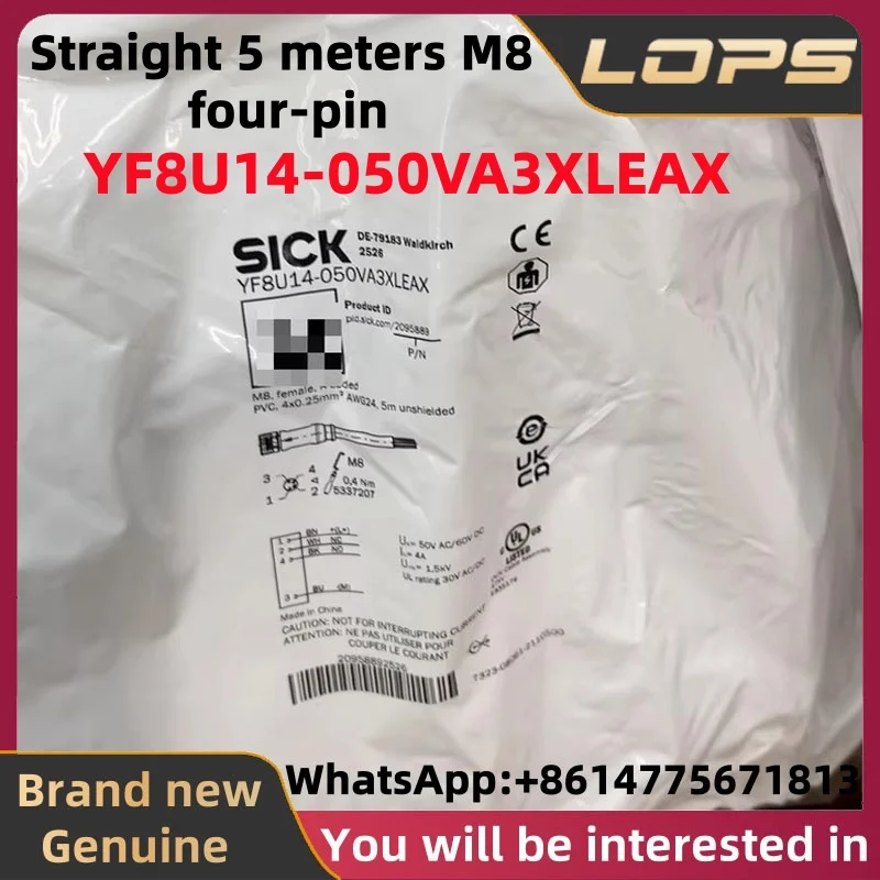 YF8U14-050VA3XLEAX New original SICK Straight 5 meters M8 4-pin Sensor connection cable,In stock, welcome to consult