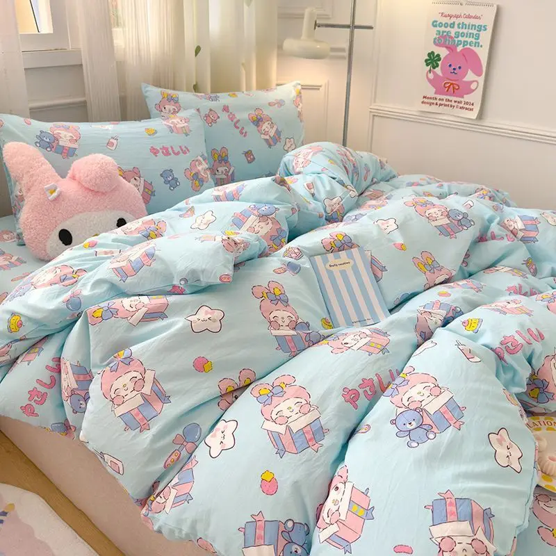 

Hello Kitty Kawaii MINISO Ins Fashion Quilt Cover Cotton Skin Soft Student Cute Cartoon Bedding Decoration Gifts for Home