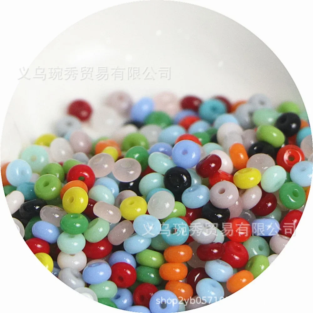 2x4mm solid colored porcelain beads, imitation jade glass beads, wheel beads, frisbee beads, safety buckles, handmade DIY beads