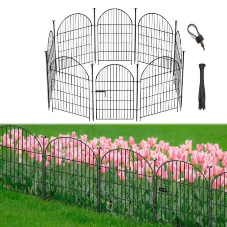 

Garden Fence Border 32 in H x17.5 Ft(L) 8 Panels Tall Garden Animal Barrier Fence with Gate Dog Fence Outdoor for Yar