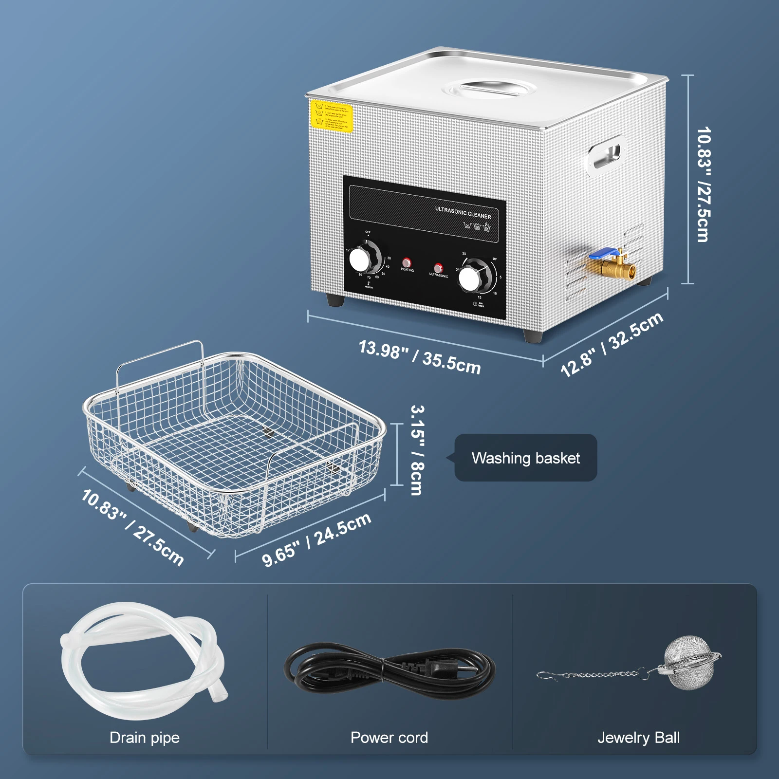 SucceBuy 15L 30L Knob Ultrasonic Cleaner with Heater & Timer for Lab Tools Metal Parts Carburetor Brass Auto Parts Engine Parts