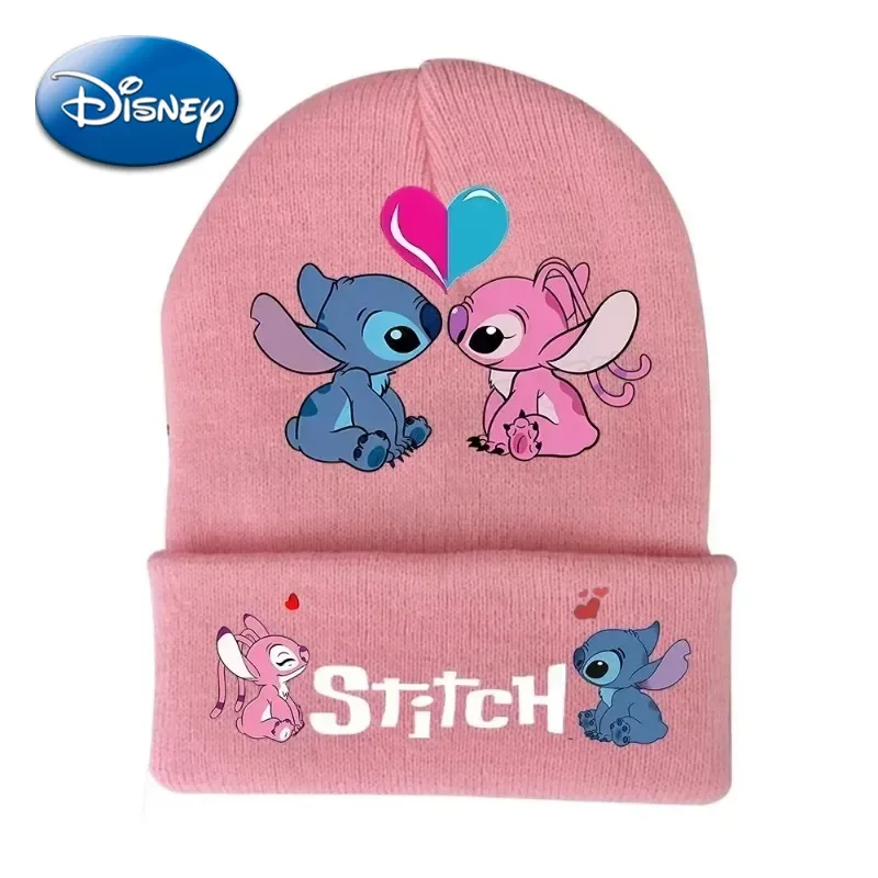 

Disney Stitch Angel Cotton Caps Cartoon Anime Figure Cosplay Printing Fashion Cap Winter Warm Elastic Knitted Hats Student Gifts