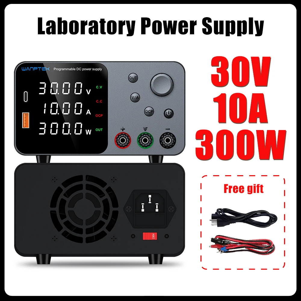 

Wanpetk Adjustable DC power supply, 4-digit LED display, supports USB/Type-C fast charging function, and preset current value.