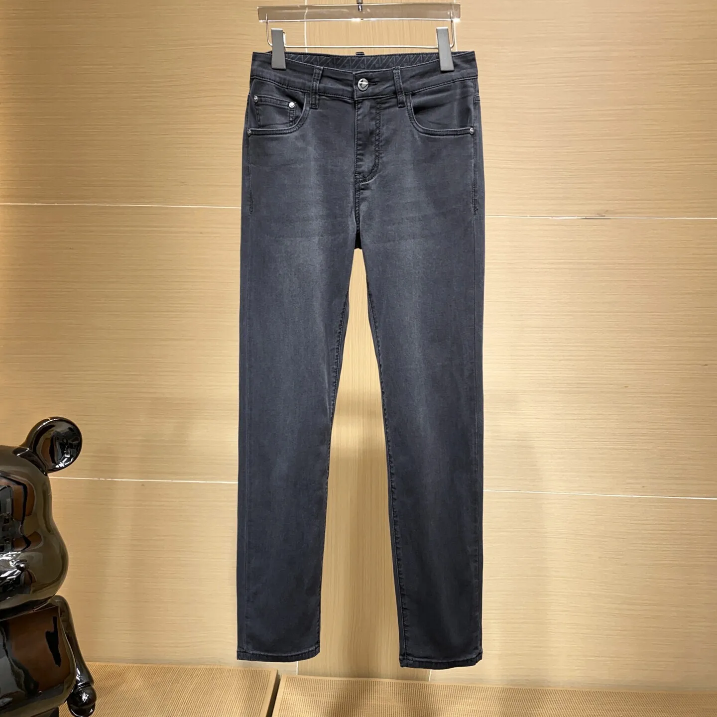 

Мужские джинсы Slim Straight на весну-лето, универсальные, с завышенной талией, модные, городские, стильные, не деформирующиеся, с эластичными манжетами