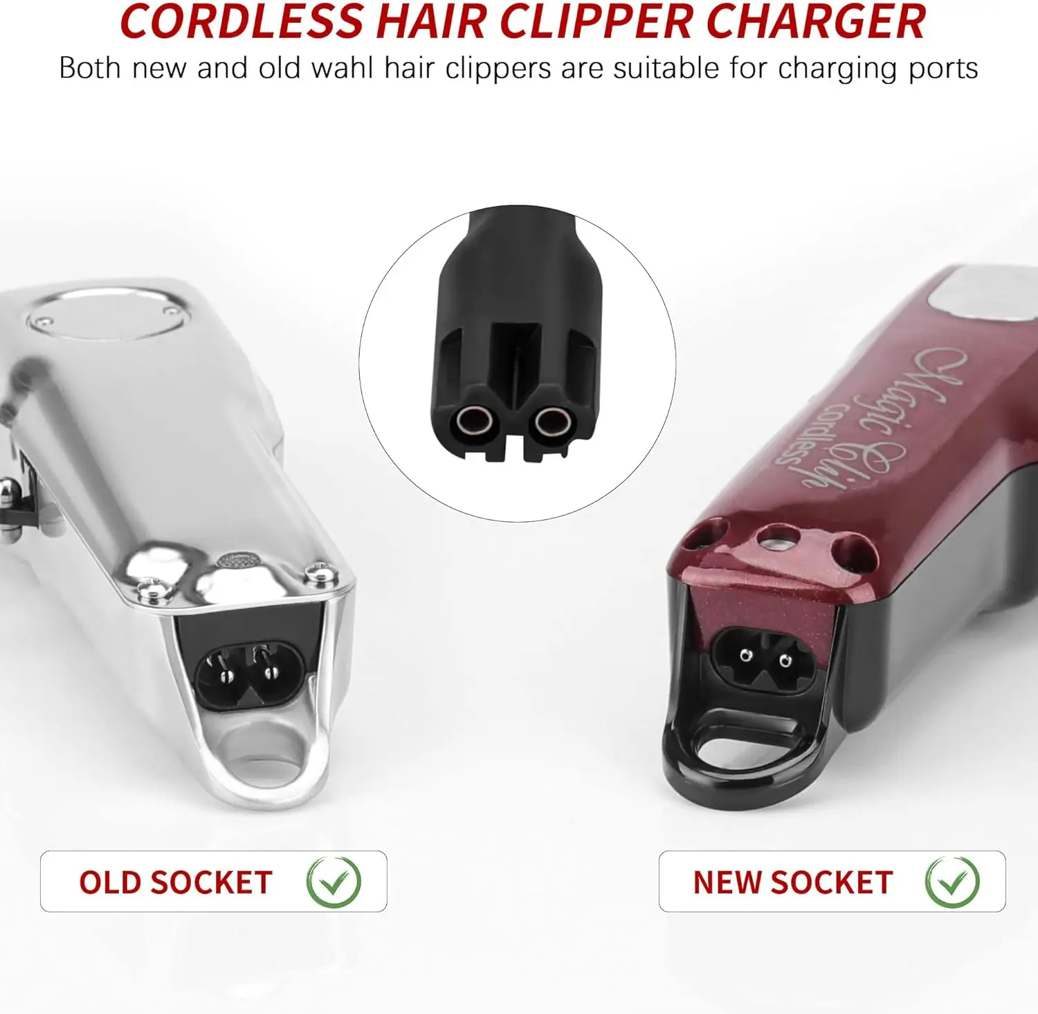 سلك شاحن 2.4 متر 4 فولت 2 أمبير، لشاحن Wahl Clipper اللاسلكي، مناسب لجميع Wahl Magic Clip Senior Sterling-4 Designer 8148/8591