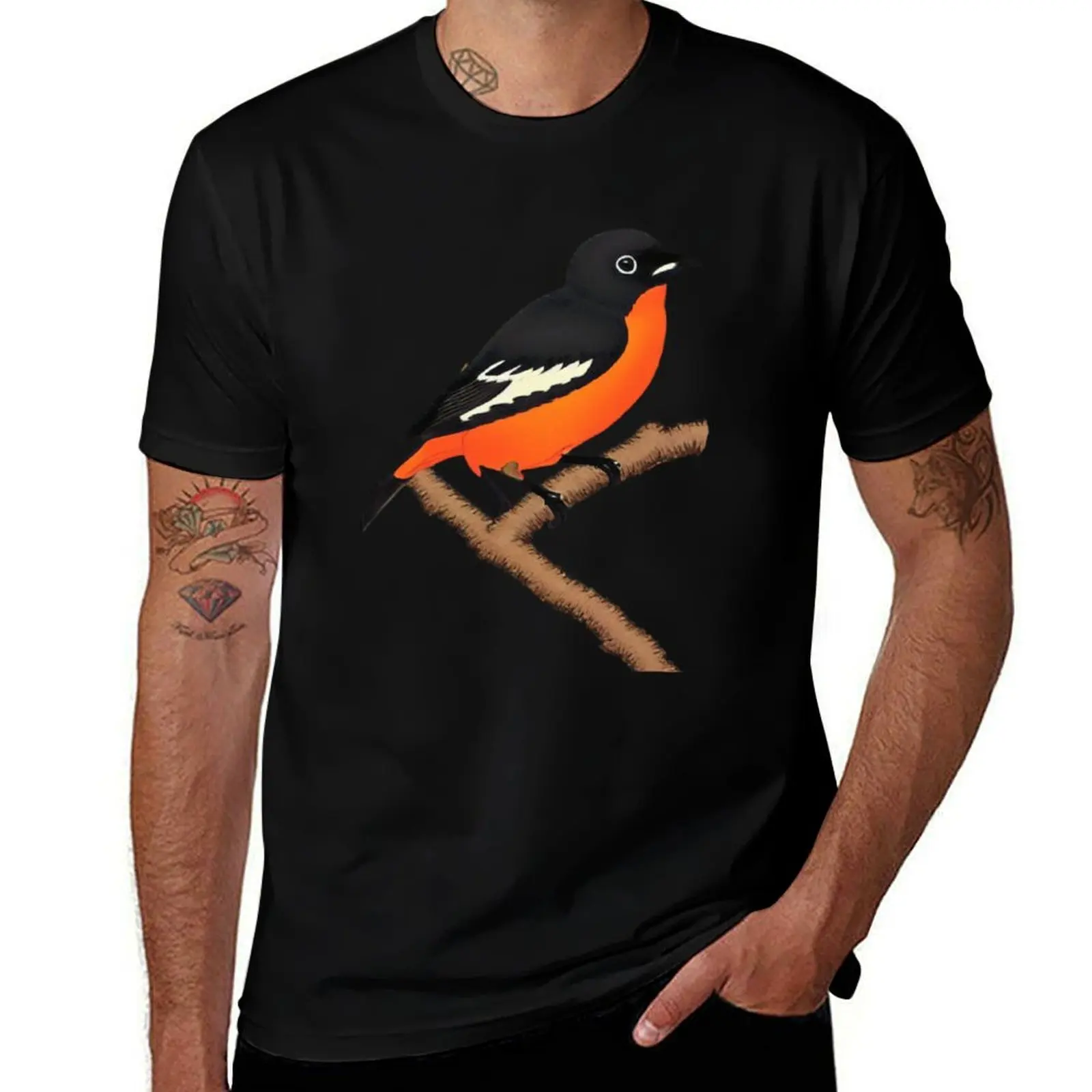 Vintage huerto Oriole pájaro calabaza Halloween otoño en Japón camiseta lisa ropa de talla grande anime camiseta para hombre