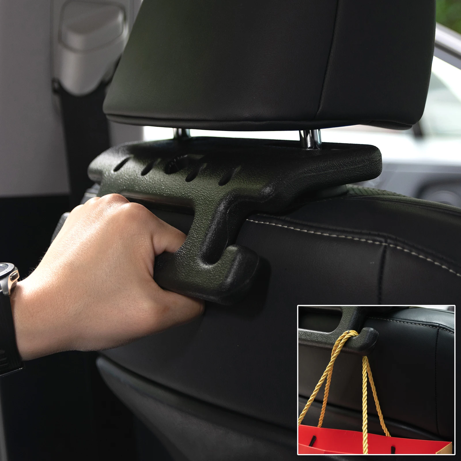 UNIVERSAL CAR ASSIST HEADREST HANDLES Grip GRAB HANDLE Hook Head Rest Back Seat Organiser Hanger For Jeep Wrangler JK JL 4Runner