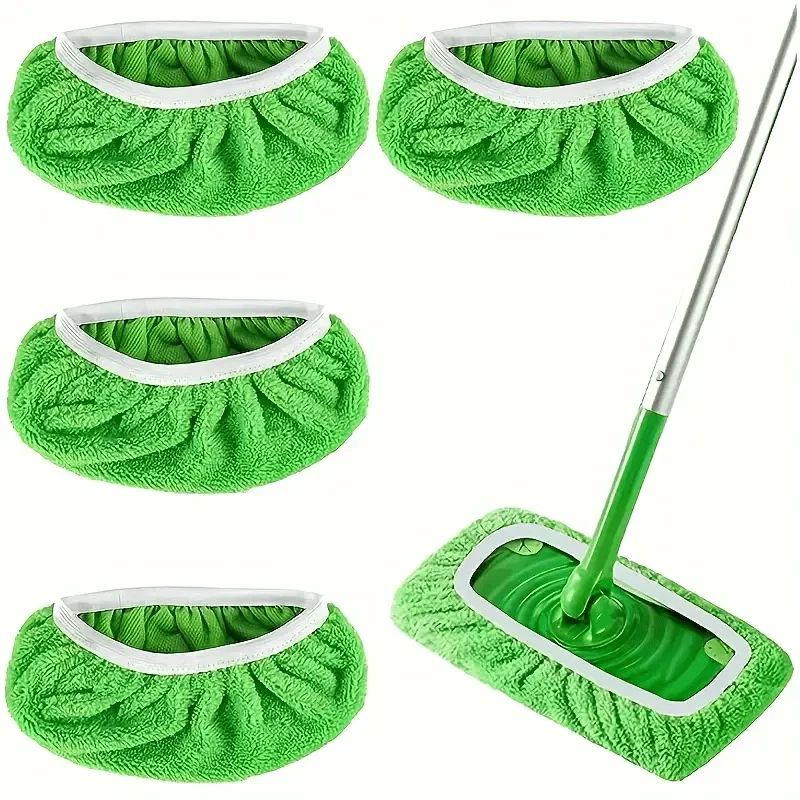 4 wiederverwendbare Wischmopp-Pads mit hoher Wasseraufnahmefähigkeit und ultrafeinen Fasern, die fest an den meisten Standardmopps haften können. – Detail 2