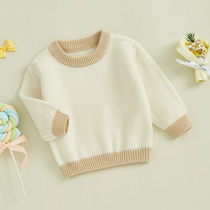 Baby Boys Girls Knit Sweater Clothes 2025 New Toddler Infant Newborn Knitwear Soft Spring Contrast color Children Sweaters