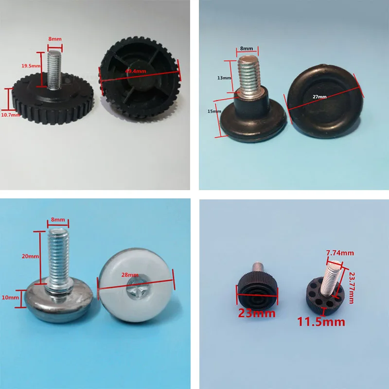 플라스틱 조절 패드 발 매트 가구 테이블 의자 소파 다리 발 미끄럼 방지 발 패드, 나사 M8 포함