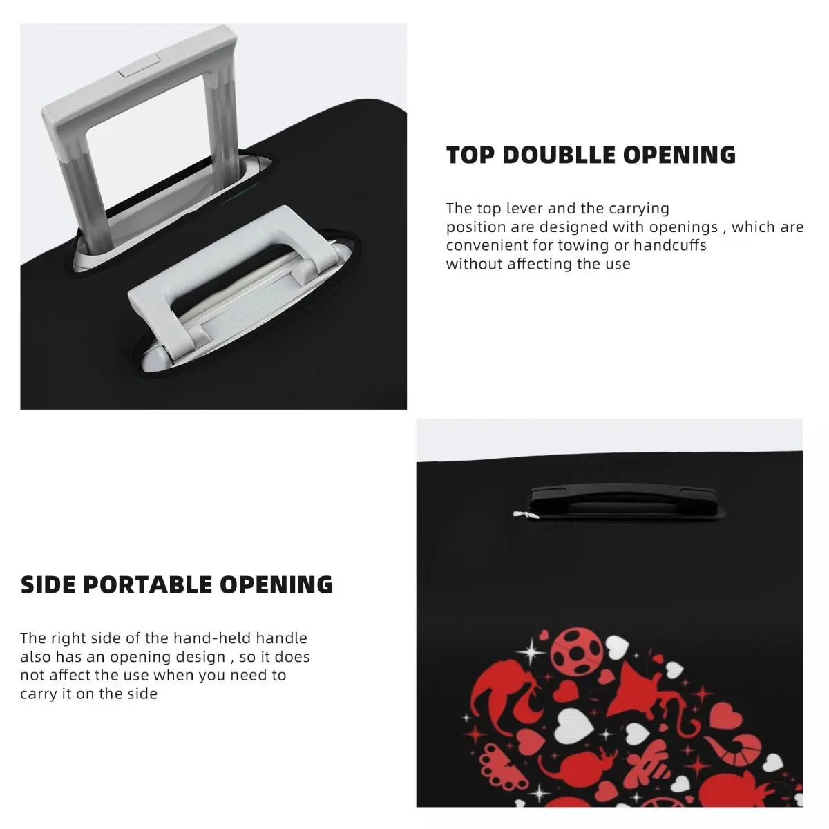 기적의 무당벌레 발렌타인 데이 컬렉션 가방 커버 보호 18-32인치용 탄성 여행용 수하물 보호 커버