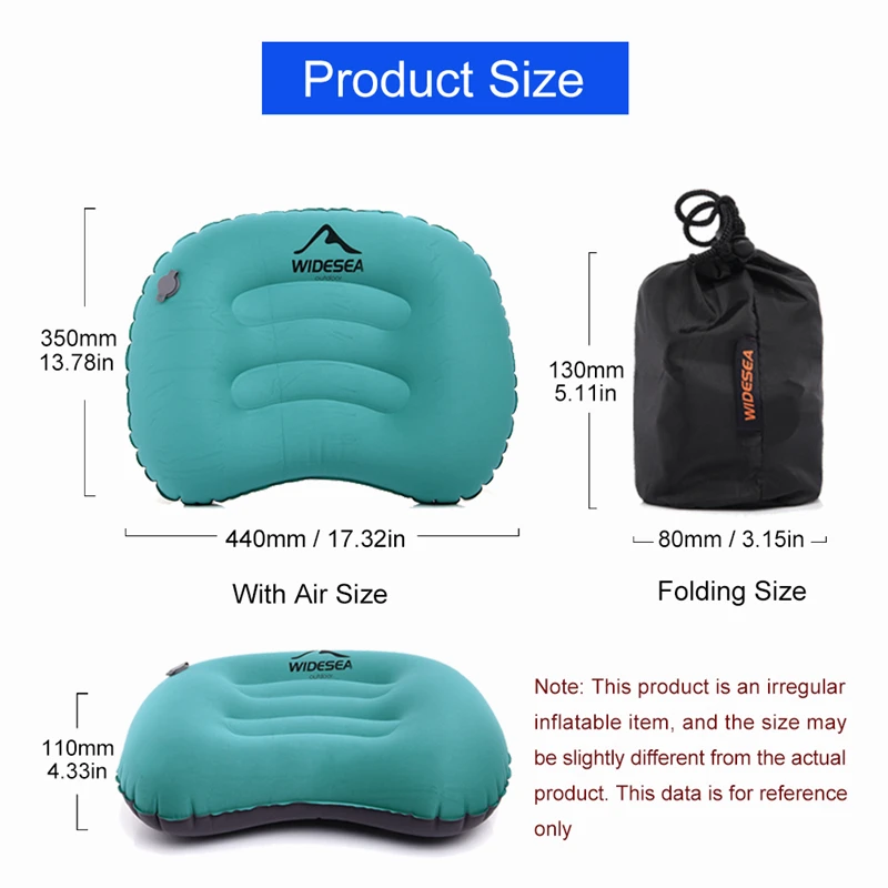 Widesea Outdoor Pillows Portable Inflatable Pillow Camping Equipment Compressible Folding Fast Air Cushion Tourism Sleeping Gear