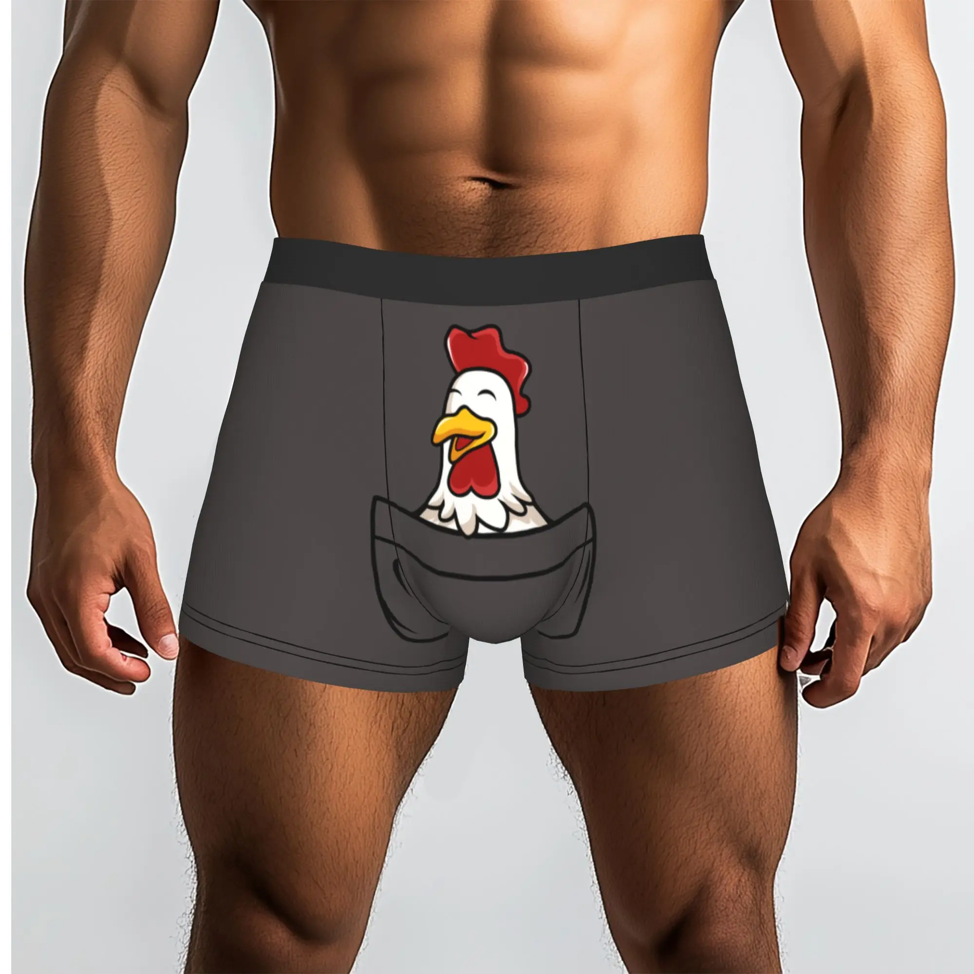 Custom Pocket Animal Rooster Underwear Men Breathable  Boxer Briefs Shorts Panties Soft Underpants For Homme