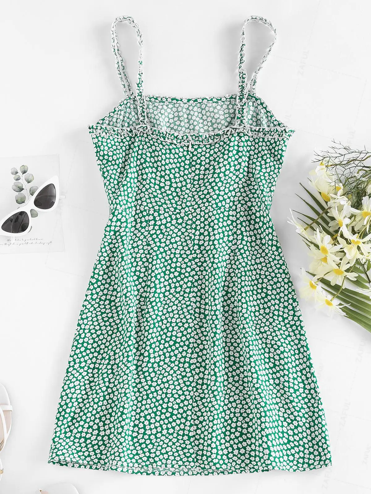 ZAFUL Ditsy Floral Frilled Cami Sundress