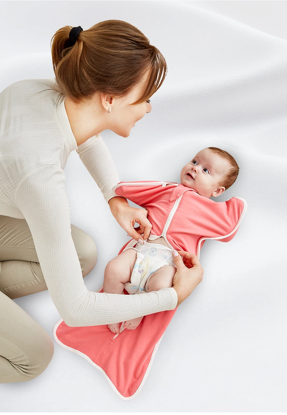 Insel neue Baumwolle Baby Wickel decke Frühling Herbst Reiß verschluss Wickel Neugeborene Baby decke Wickel Baby Bettwäsche Wickeln Nachtwäsche – Detail 10