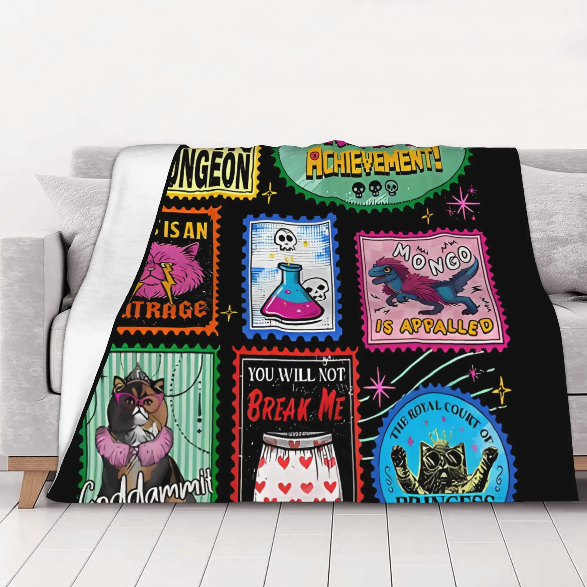 1PC home Cute Room Decor Dungeon Crawler Carl graphic Blanket Throw Blanket Dungeon Crawler Carl Novelty Warm Blanket All Season