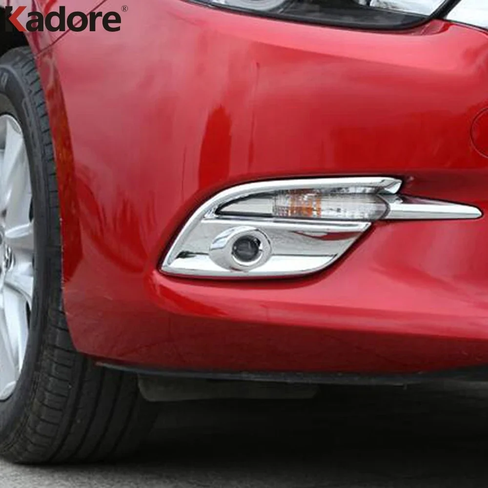 Front Fog Light Lamp Cover Trim For Mazda 3 Axela 2017 2018 Chrome Car Head Foglight Foglamp Bezel Trims Exterior Accessories