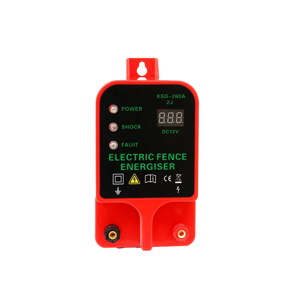 Electric Fence Energizer Livestock High Voltage Pulse Controller Voltage Display 10KM High-decibel Alarm LCD Farm Safety