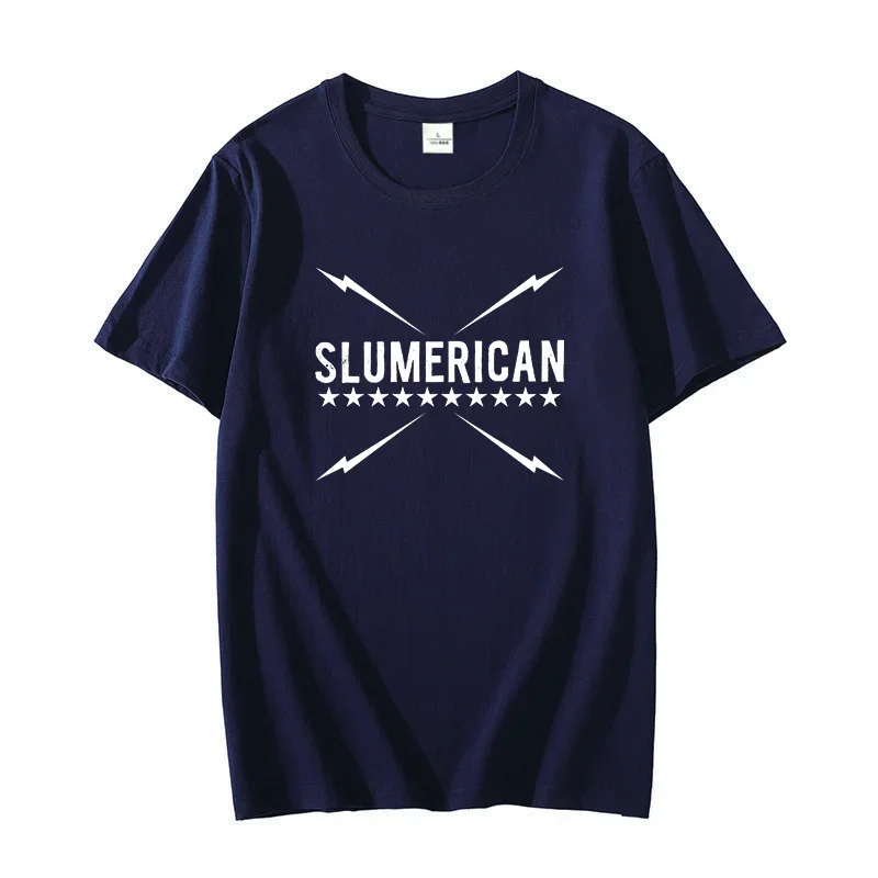 Slumerican Flagship Store Logo Barbershop Lifestyle Music Cotton Oversized t-shirt short sleeve t-shirts Harajuku Men's clothing