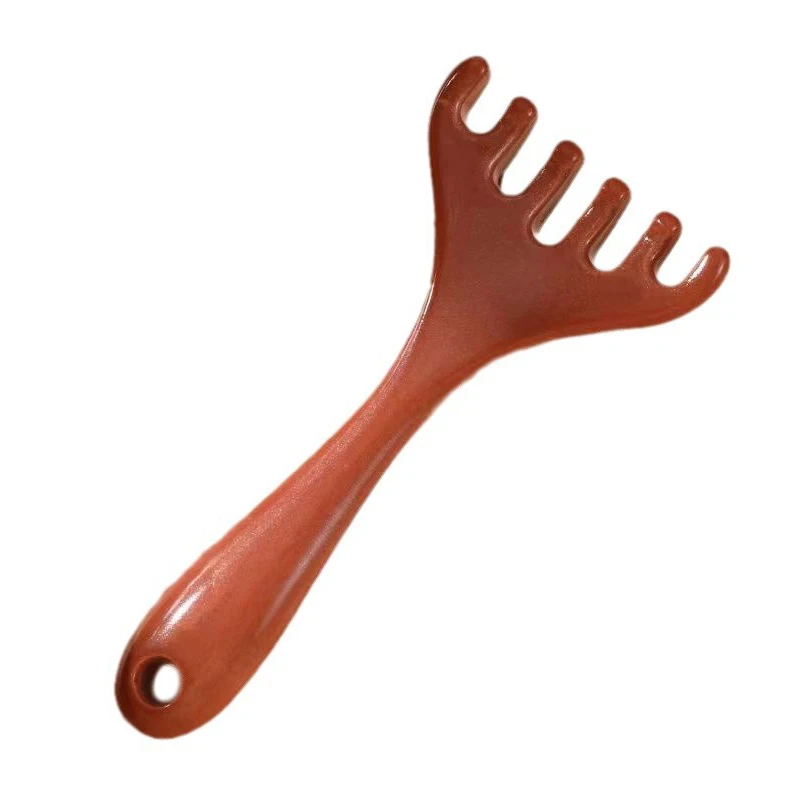 Kunststoff Sechs-Klauen-Kopfhaut massage gerät Gua Sha Tool Back Scratcher Spa Handheld Meridian Massage kamm glatte Haarpflege